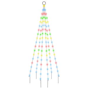 vidaXL Sapin de No&euml;l sur m&acirc;t de drapeau 108 LED Color&eacute;es 180 cm