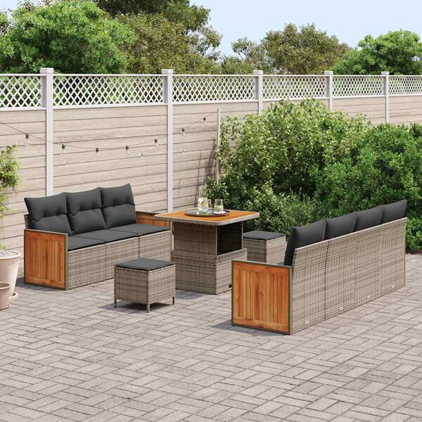 vidaXL Ensemble de canap&eacute; de jardin avec coussin 10 pcs Gris