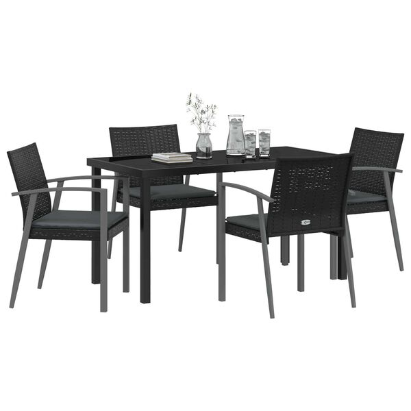 vidaXL Ensemble de salle à manger pour jardin 5 pcs Noir et gris