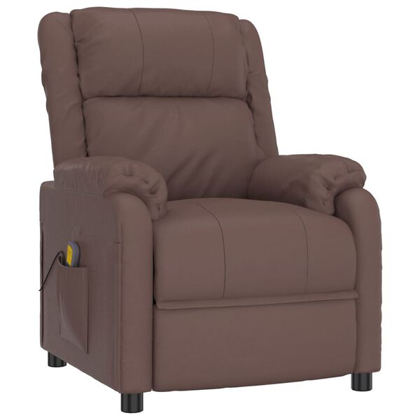 vidaXL Fauteuil de massage Marron Similicuir