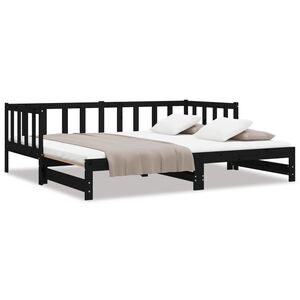 vidaXL Lit coulissant sans matelas noir 2x(90x190) cm