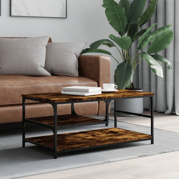 vidaXL Table basse ch&ecirc;ne fum&eacute; 90x49x40 cm bois d'ing&eacute;nierie