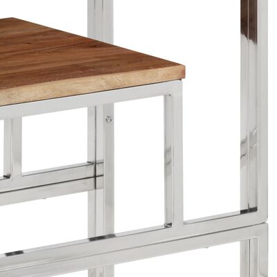 vidaXL Table console argenté acier inoxydable et bois massif d'acacia