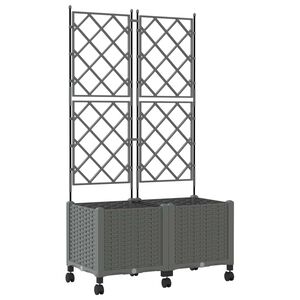 vidaXL Bac de jardin avec treillis et roues 2 pc Gris clair PP
