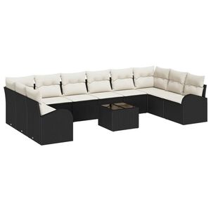 vidaXL Ensemble de Canap&eacute;s avec coussin 11 pcs Noir Polyrotin