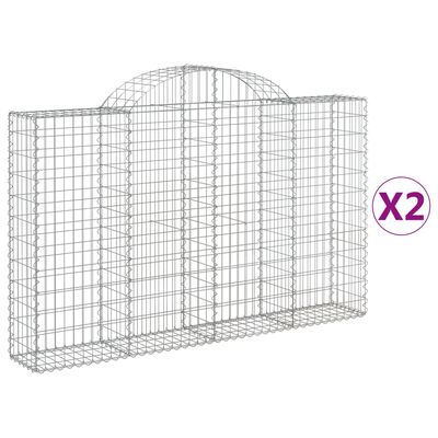 vidaXL Paniers à gabions arqués 2 pcs 200x30x120/140 cm Fer galvanisé