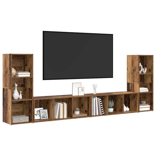 vidaXL Ensemble meuble TV 4 pcs Bois Ancien 37 x 35 x 107,5 cm