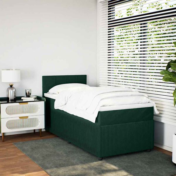 vidaXL Sommier &agrave; lattes de lit avec matelas Vert fonc&eacute; 100x200 cm