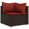 vidaXL Salon de jardin 3 pcs avec coussins marron r&eacute;sine tress&eacute;e
