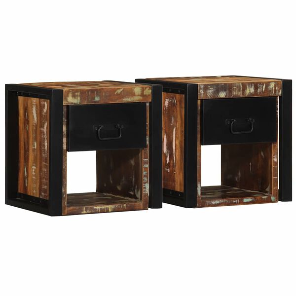 vidaXL Tables de chevet 2 pcs multicolore 40x35x40cm bois r&eacute;cup&eacute;ration