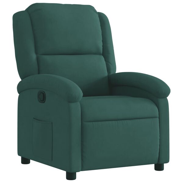 vidaXL Fauteuil inclinable vert fonc&eacute; velours