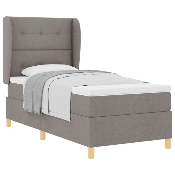 vidaXL Lit &agrave; ressorts avec matelas Taupe 200 x 80 cm tissu