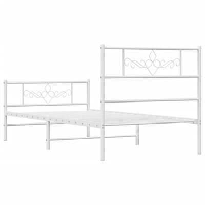 vidaXL Cadre de lit métal sans matelas avec pied de lit blanc 75x190cm