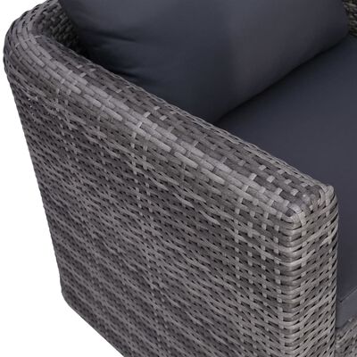 vidaXL Salon de jardin 7 pcs avec coussins Résine tressée Gris