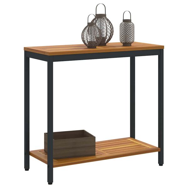 vidaXL Table de jardin avec stockage Naturel et noir 80 x 35 x 75 cm