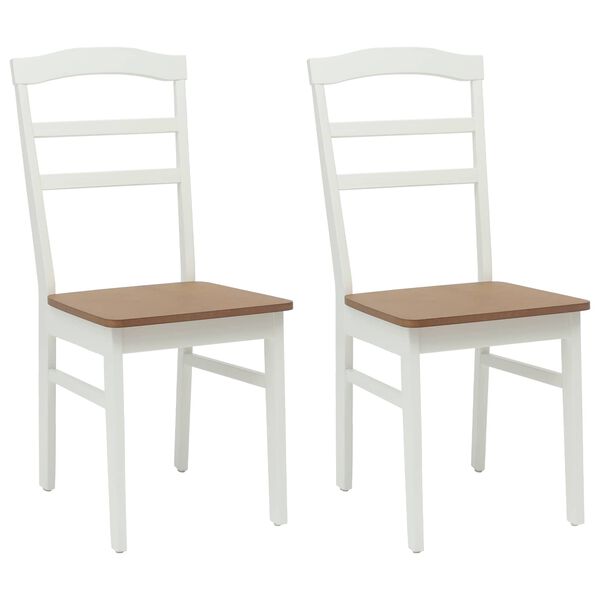 vidaXL Chaise de salle &agrave; manger 2 pcs Blanc et Naturel