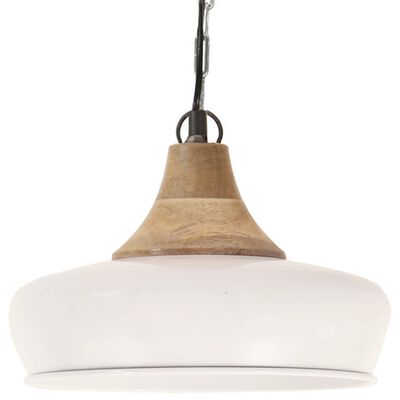 vidaXL Lampe suspendue industrielle Blanc Fer et bois solide 26 cm E27