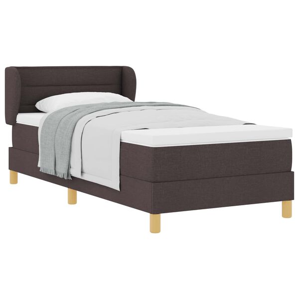 vidaXL Lit &agrave; ressorts avec matelas Marron fonc&eacute; 100 x 200 cm tissu