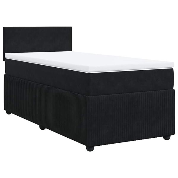 vidaXL Sommier &agrave; lattes de lit avec matelas Noir 90x200 cm Velours