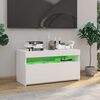 vidaXL Meuble TV avec lumi&egrave;res LED Blanc brillant 75x35x40 cm