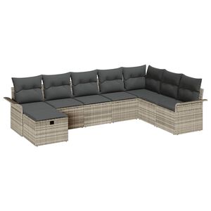 vidaXL Ensemble de canap&eacute; de jardin 8 pc Gris clair polyrotin