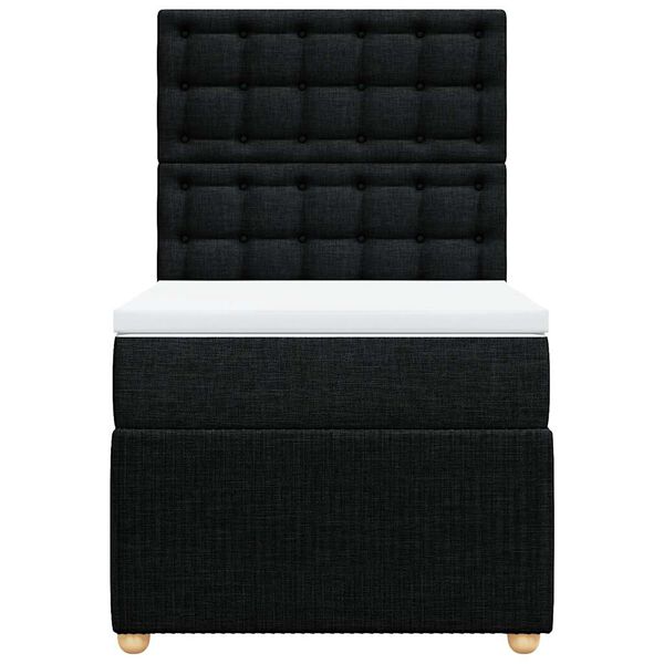 vidaXL Sommier à lattes de lit avec matelas Noir 90x200 cm Tissu