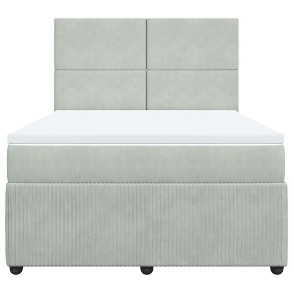 vidaXL Sommier &agrave; lattes de lit et matelas Gris clair 140x190cm Velours