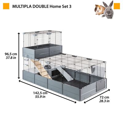 Ferplast Cage à lapins Multipla Double 107,5x72x96,5 cm Noir