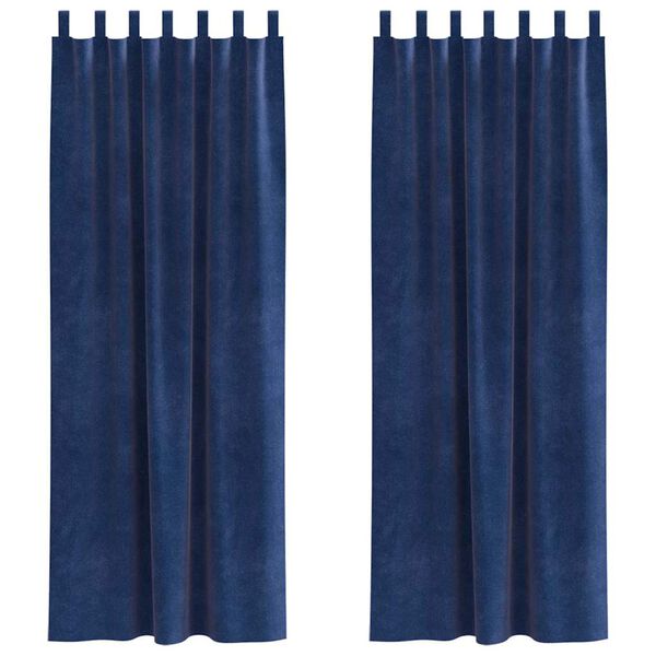 vidaXL Rideaux occultants 2 pcs Bleu fonc&eacute; 140 x 225 cm Velours
