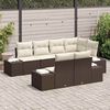 vidaXL Ensemble de canap&eacute; de jardin 7 pcs Marron et cr&egrave;me Poly rotin