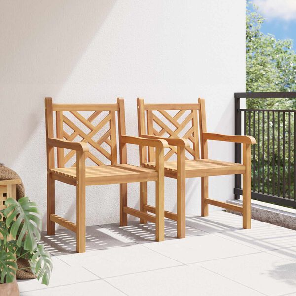 vidaXL Chaise de jardin 2 pcs 60 x 58 x 90 cm Bois de teck massif