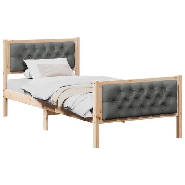 vidaXL Cadre de lit avec t&ecirc;te de lit Gris fonc&eacute; 90 x 200 cm Pin massif