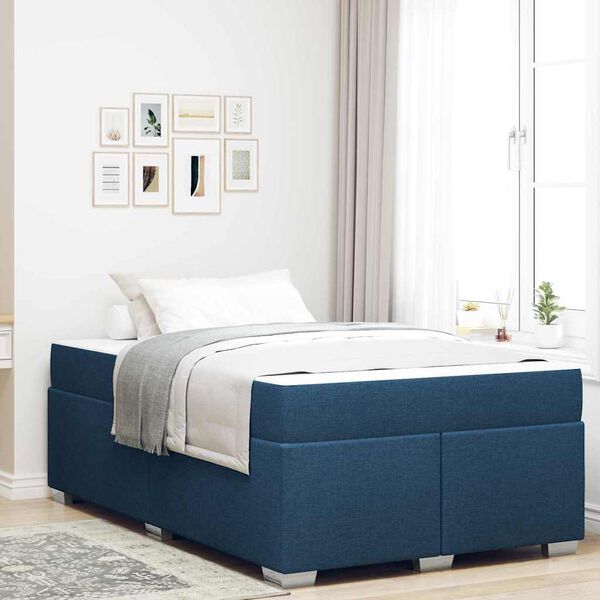 vidaXL Cadre de lit avec matelas Bleu 120 x 200 cm tissu