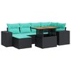 vidaXL Salon de jardin 7 pcs avec coussins noir r&eacute;sine tress&eacute;e