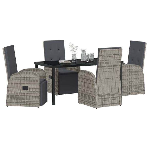 vidaXL Ensemble de salle &agrave; manger pour jardin 5 pcs Gris polyrotin