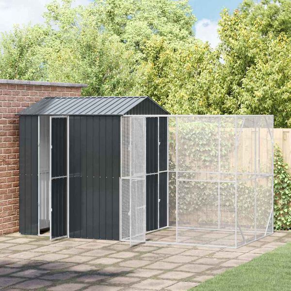 vidaXL Cage pour oiseaux Anthracite 418 x 210 x 247 cm Acier galvanis&eacute;
