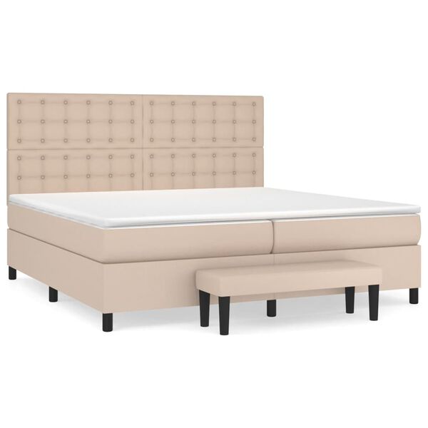 vidaXL Sommier &agrave; lattes de lit avec matelas Cappuccino 200x200 cm