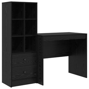 vidaXL Bureau avec tiroir avec &eacute;tag&egrave;re avec stockage 2 pcs Ch&ecirc;ne noir
