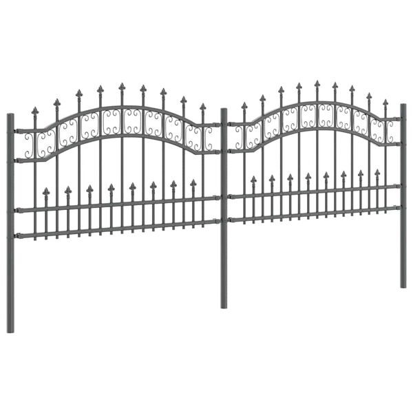 vidaXL Cl&ocirc;ture de jardin Gris 240 x 118 cm Acier peint par poudre