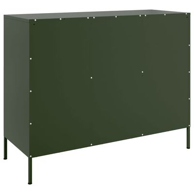 vidaXL Buffet vert olive 100,5x39x79 cm acier laminé à froid