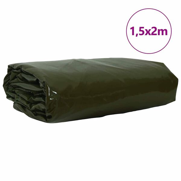 vidaXL B&acirc;che 650g / m&sup2; Vert olive 1,5 x 2 m Toile avec rev&ecirc;tement en PVC