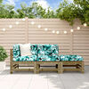 vidaXL Salon de jardin 3 pcs avec coussins bois de pin impr&eacute;gn&eacute;