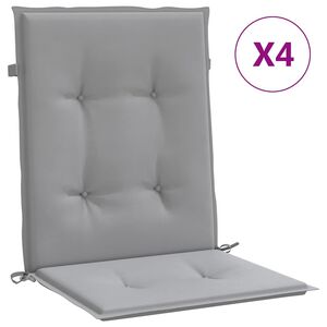 vidaXL Coussins de chaise de jardin &agrave; dossier bas lot de 4 gris