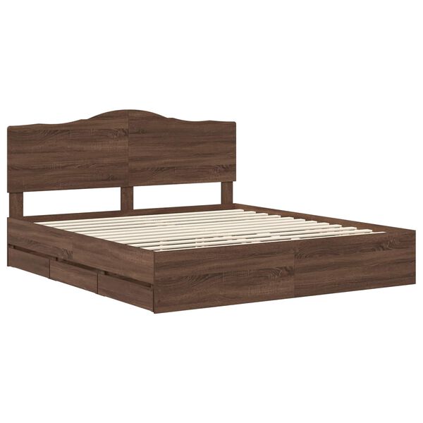vidaXL Cadre de lit Ch&ecirc;ne brun 200 x 200 cm Bois Ing&eacute;nierie