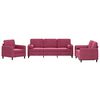 vidaXL Ensemble de canap&eacute;s 3 pcs avec coussins rouge bordeaux velours