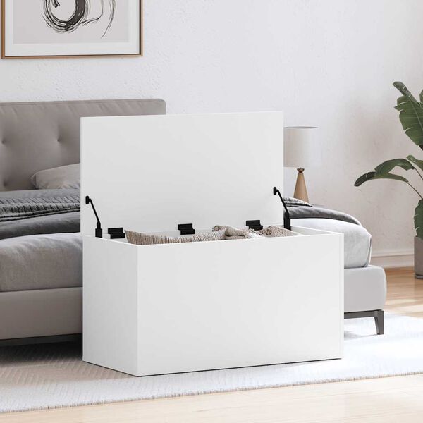 vidaXL Coffre de rangement Blanc 84x42x46 cm Bois d'ing&eacute;nierie