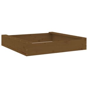 vidaXL Bac &agrave; sable avec si&egrave;ges marron miel carr&eacute; bois de pin massif
