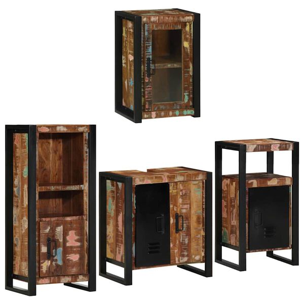 vidaXL Ensemble de mobilier de salle de bain 4 pcs Bois massif recycl&eacute;