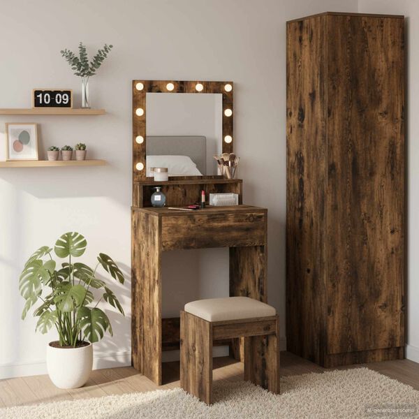 vidaXL Table de Toilette Ch&ecirc;ne fum&eacute; 50 x 41 x 135 cm Bois d'ing&eacute;nierie