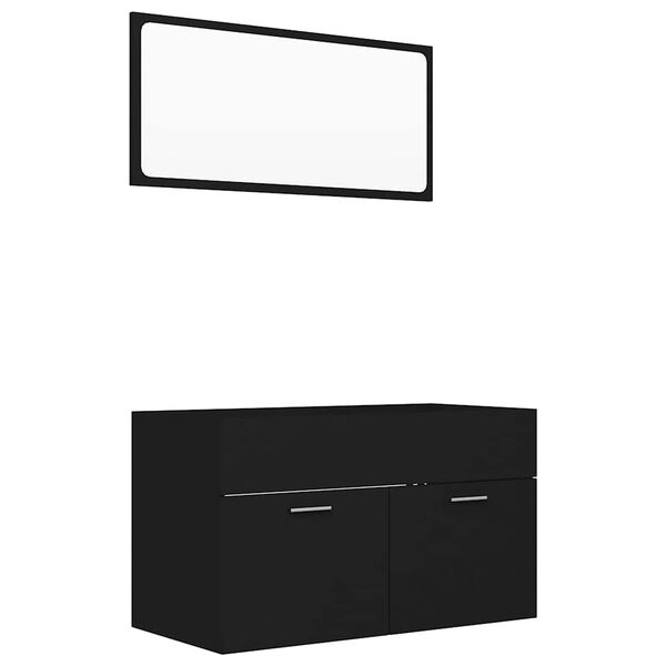 vidaXL Ensemble de meubles salle de bain 2 pcs Noir Bois d'ing&eacute;nierie